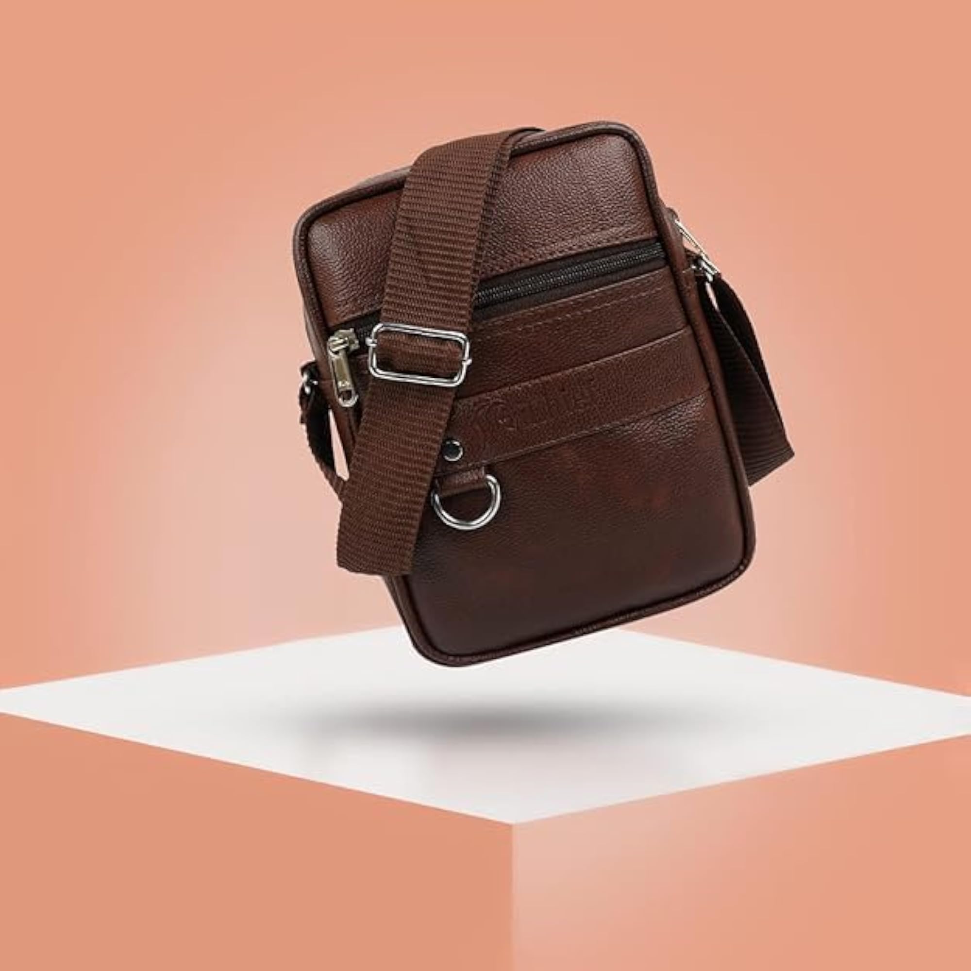 Men's Compact Crossbody Sling Bag, PU Leather Organizer